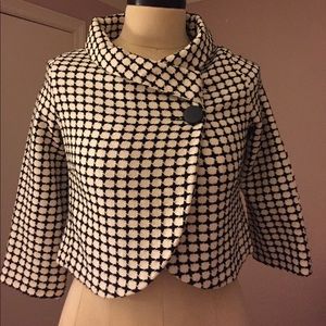 Cropped Black & Cream Bolero Topper Jacket M